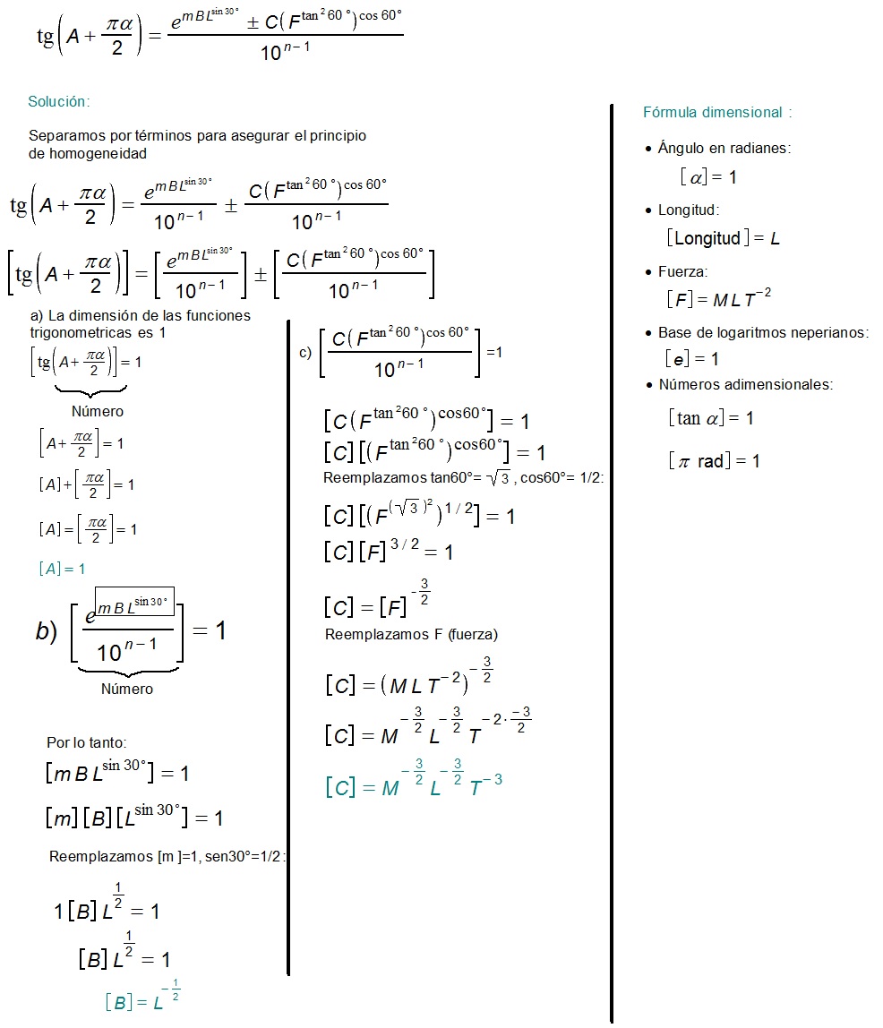 Ejercicios análisis dimensional