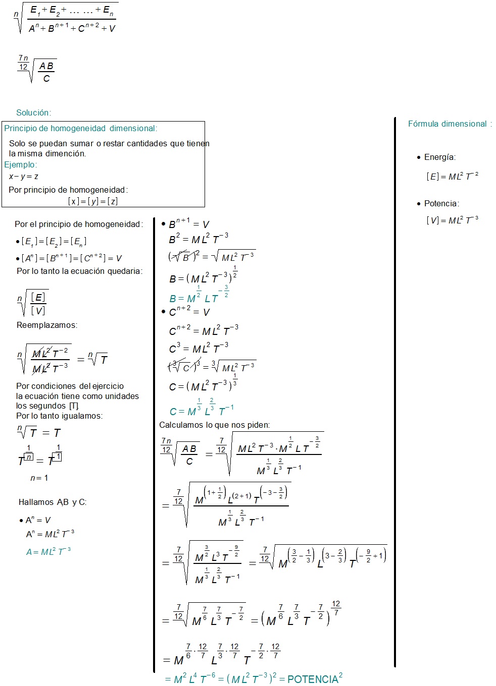 Ejercicios análisis dimensional